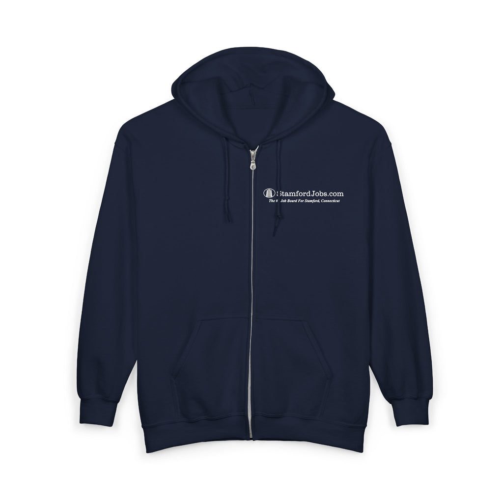 StamfordJobs.com Full-Zip Hoodie — "Find The Perfect Job In The City That Works"